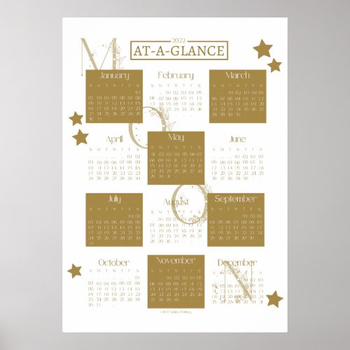 Moon Monogram 2022 Wall Calendar Poster