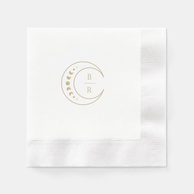 Moon Monogram Wedding Paper Napkin (Front)