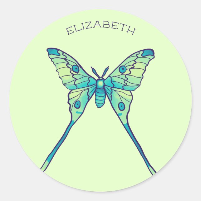 Moon Moth Magic - Butterfly Lover Art Classic Round Sticker (Front)
