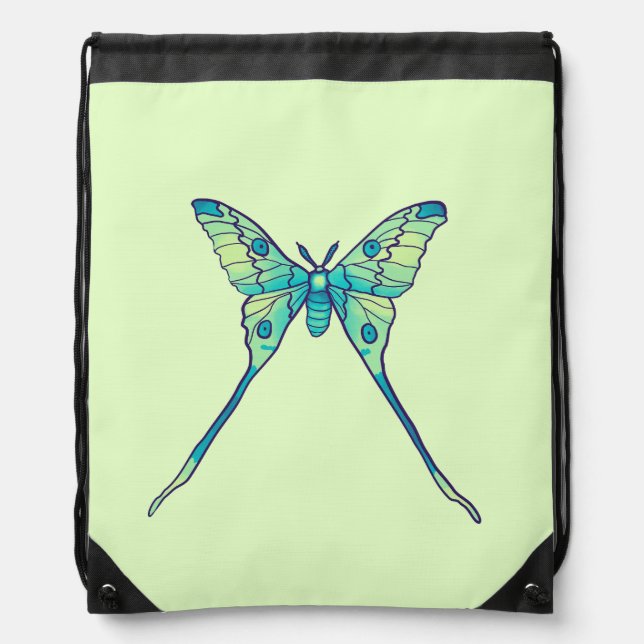 Moon Moth Magic - Butterfly Lover Art Drawstring Bag (Front)