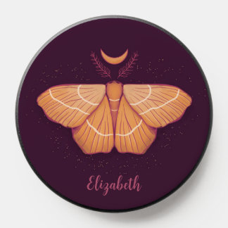 Moon Moth Witchy Night Art – Magical Illustration PopSocket