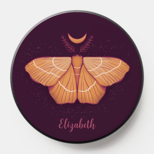 Moon Moth Witchy Night Art – Magical Illustration PopSocket (Popsocket)
