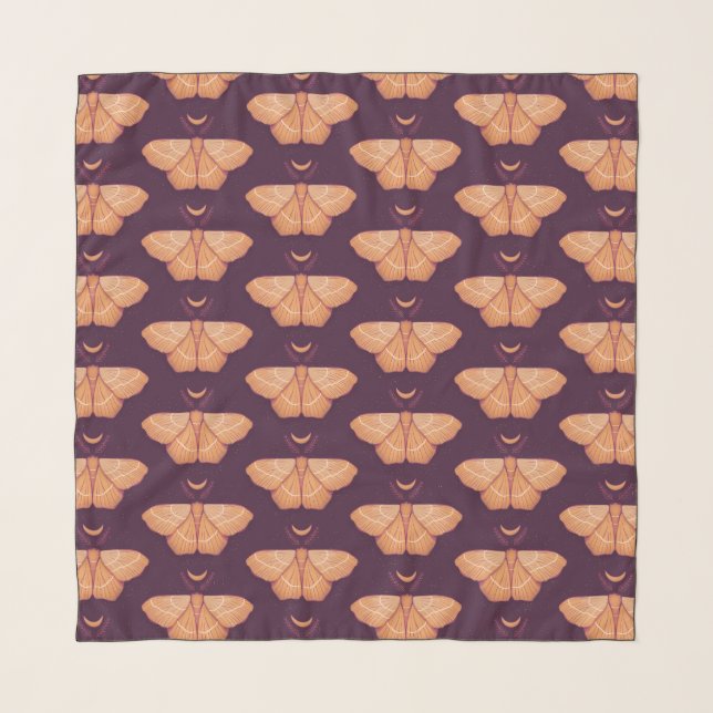 Moon Moth Witchy Night Art – Magical Illustration Scarf (Front)