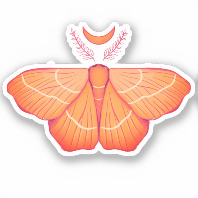 Moon Moth Witchy Night Art – Magical Illustration Sticker (Front)