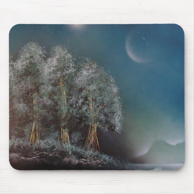Moon Mountain And Trees By Bernardo Perales Mouse Pad (Front)