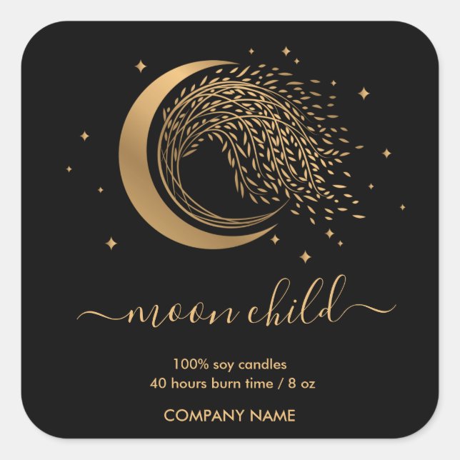 Moon Mystic Witchy Celestial Willow Tree Square St Sticker (Front)