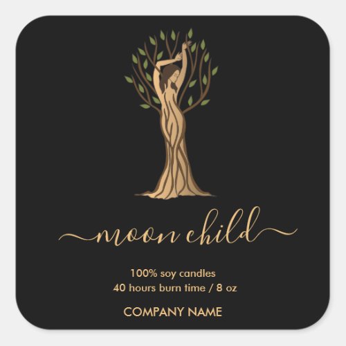 Moon Mystic Witchy Celestial Willow Tree  Square Sticker