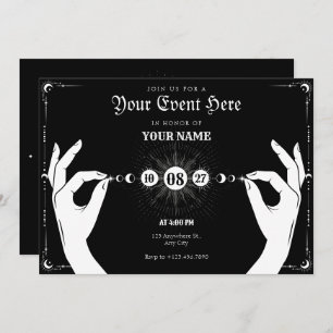 Moon mystical magic hand invitation