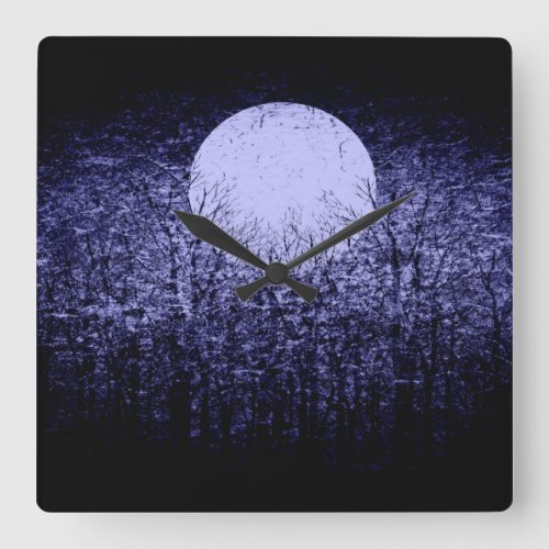 Moon Night 4 Square Wall Clock