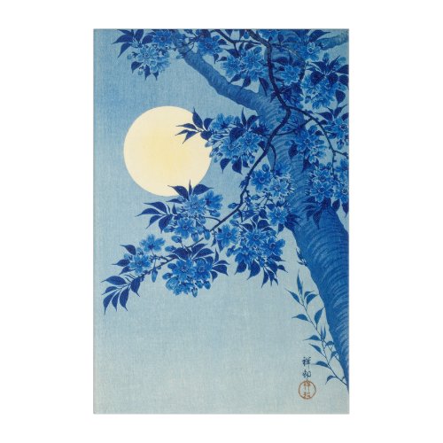 Moon Night Evening Tree Blue Moonlit Acrylic Print