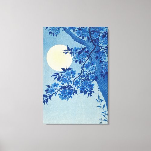 Moon Night Evening Tree Blue Moonlit Canvas Print
