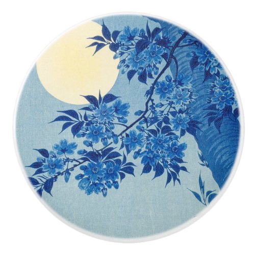 Moon Night Evening Tree Blue Moonlit Ceramic Knob