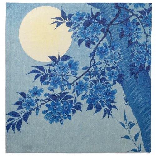 Moon Night Evening Tree Blue Moonlit Cloth Napkin