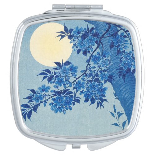 Moon Night Evening Tree Blue Moonlit Compact Mirror