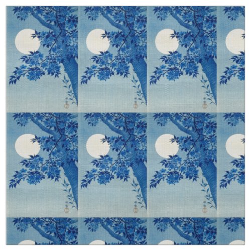 Moon Night Evening Tree Blue Moonlit Fabric
