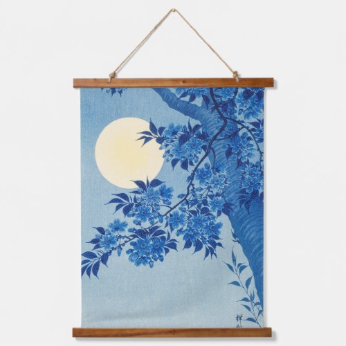 Moon Night Evening Tree Blue Moonlit Hanging Tapestry