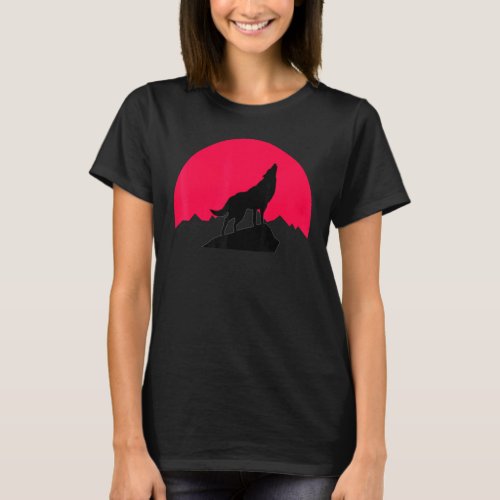 Moon Night Theme Wolf Summer Wolves Graphic T_Shirt