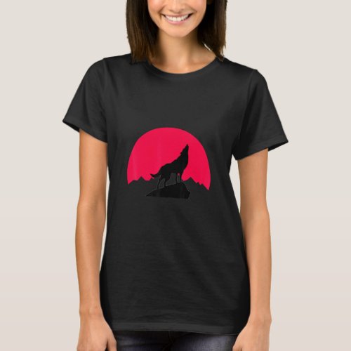 Moon Night Theme Wolf Summer Wolves Graphic  T_Shirt