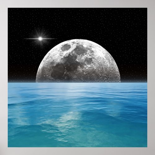 Moon Ocean Poster