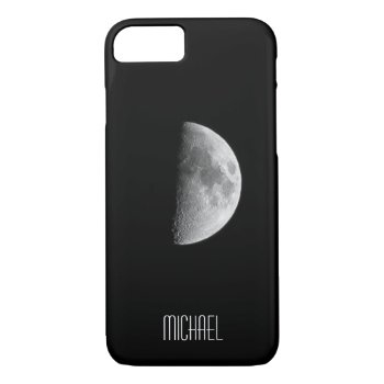 Moon On Black Personalized Name Iphone 8/7 Case by stdjura at Zazzle
