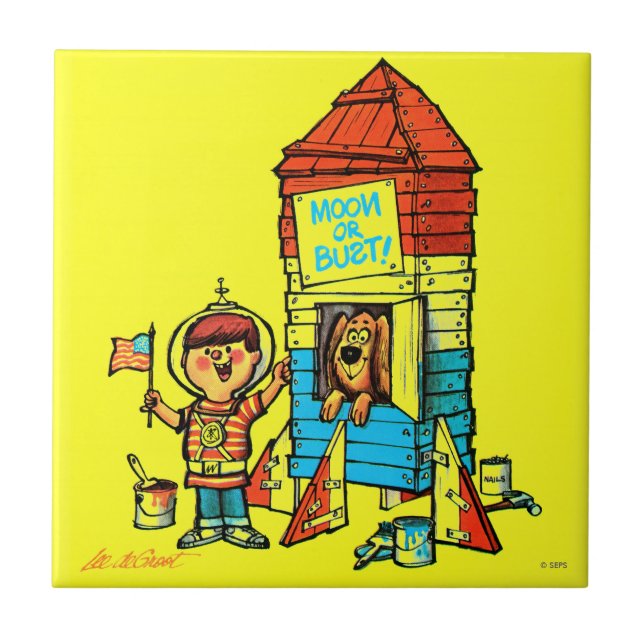 Moon or Bust! Ceramic Tile (Front)