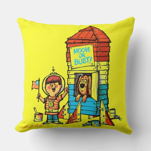 Moon or Bust! Throw Pillow (Front)