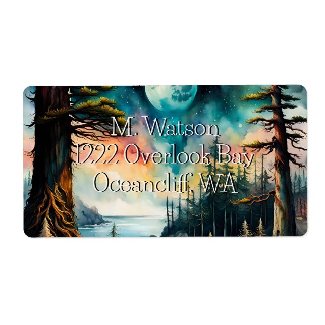 Moon over an Ocean Bay Address Label (Front)