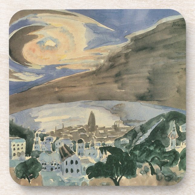 Moon Over Barcelona by Walter Gramatte Beverage Coaster (Front)