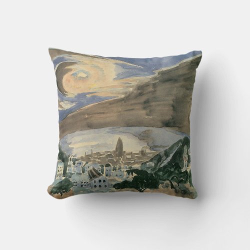 Moon Over Barcelona by Walter Gramatte Throw Pillow