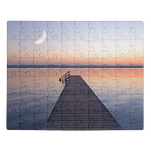 Moon Over Buscharner Footbridge   Starnberg Lake Jigsaw Puzzle