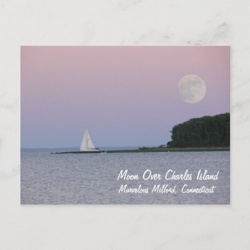 Moon Over Charles Island Postcard