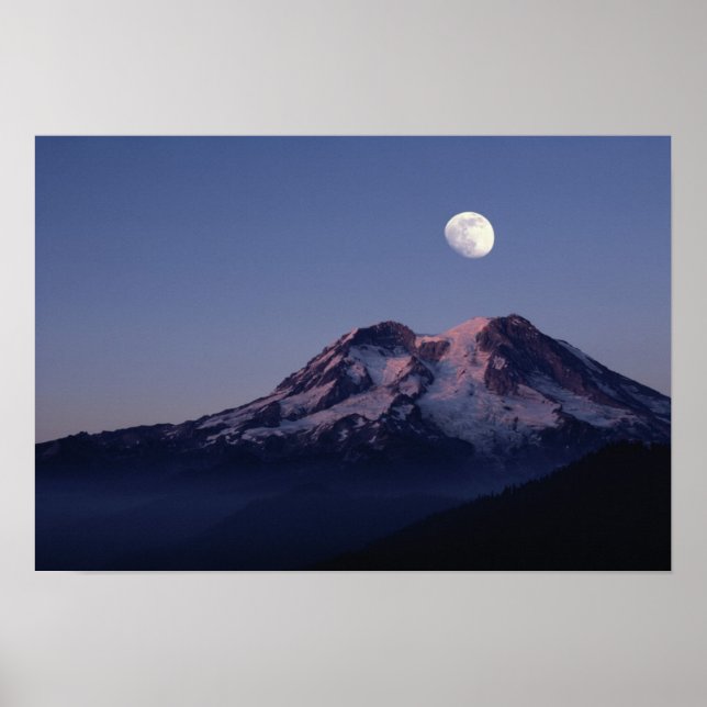 Moon Over Mount Rainier Poster (Front)