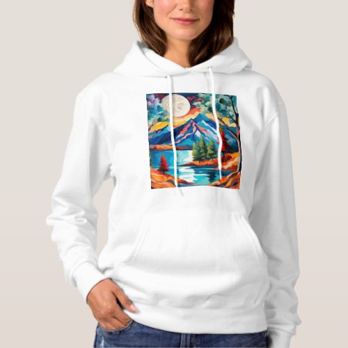Moon over mountainscape hoodie