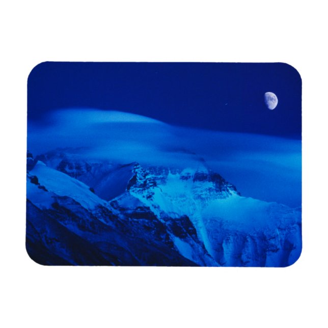 Moon Over Mt. Everest Tibet, China Magnet (Horizontal)