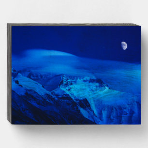 Moon Over Mt. Everest Tibet, China Wooden Box Sign