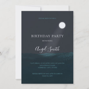 Moon Over Ocean Birthday Invitation – Night Party