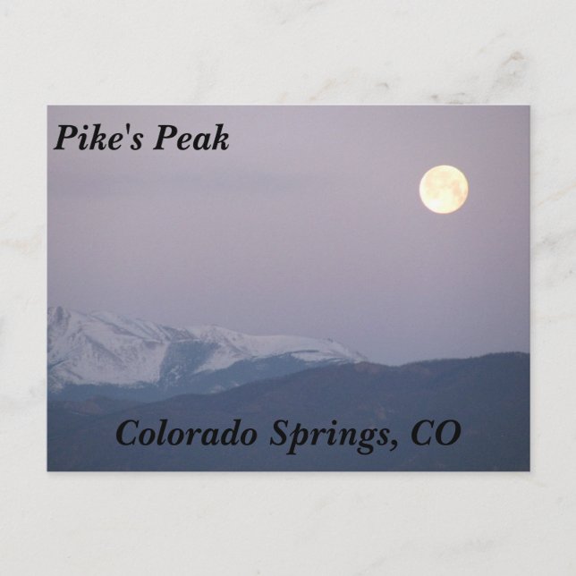 Moon Over Pike's Peak Postcard (Front)