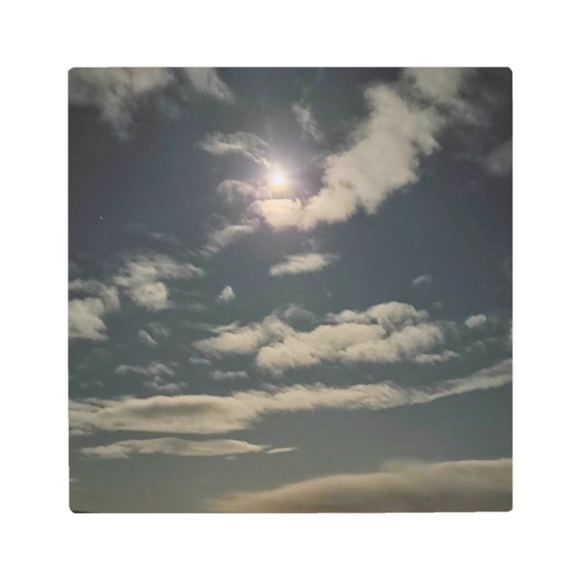 Moon Over Reykjavik, Iceland Metal Print (Front)