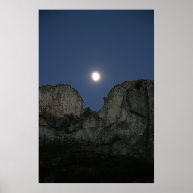 Moon Over Seneca Rock, West Virginia Poster (Front)