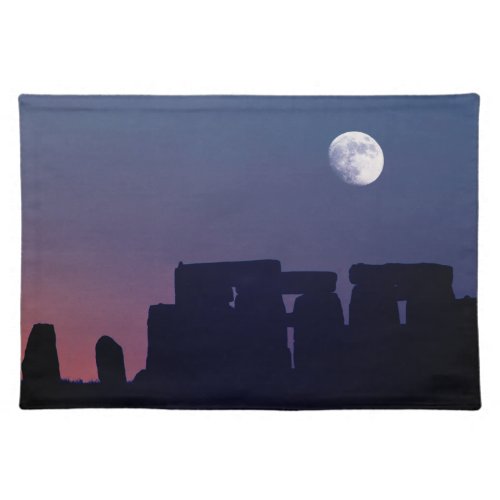 Moon Over Stonehenge  Wiltshire England Cloth Placemat