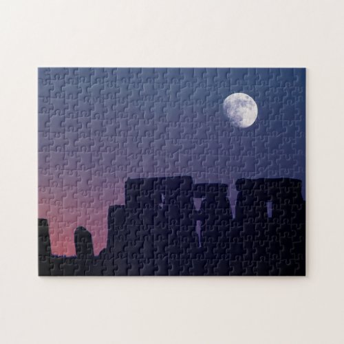 Moon Over Stonehenge  Wiltshire England Jigsaw Puzzle