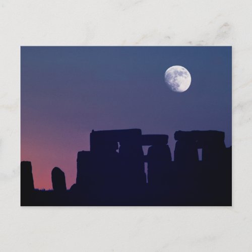 Moon Over Stonehenge  Wiltshire England Postcard