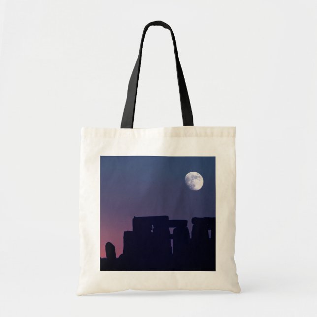 Moon Over Stonehenge | Wiltshire, England Tote Bag (Front)