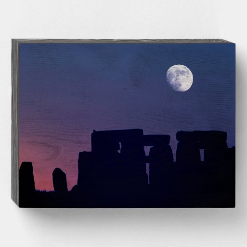 Moon Over Stonehenge  Wiltshire England Wooden Box Sign