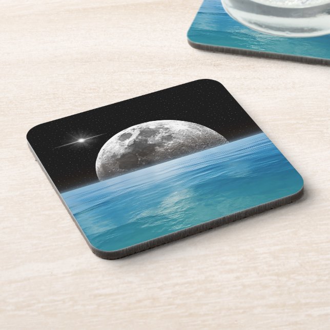 Moon Over the Ocean Beverage Coaster (Left Side)