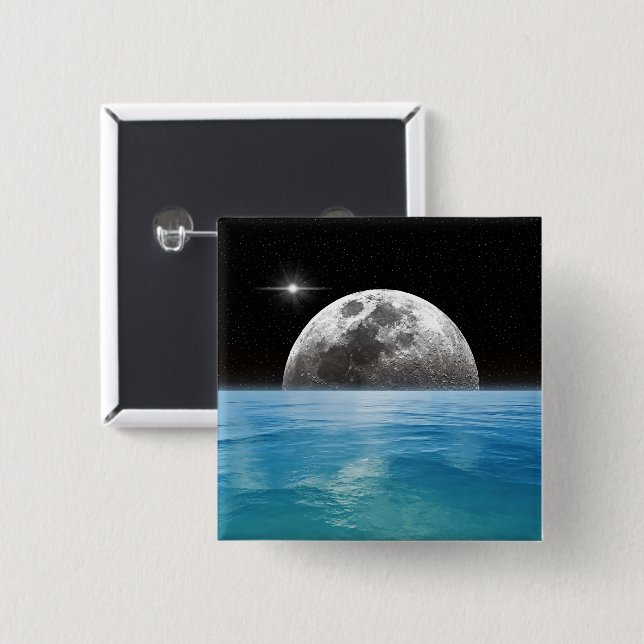 Moon Over the Ocean Button (Front & Back)