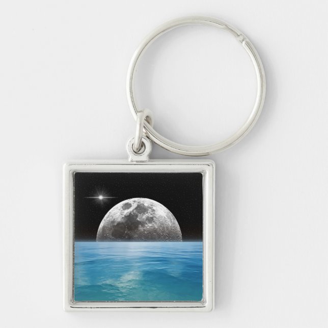 Moon Over the Ocean Keychain (Front)