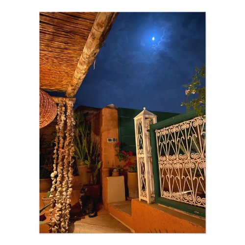 Moon Over the Riad Rooftop _ Marrakech Morocco Photo Print