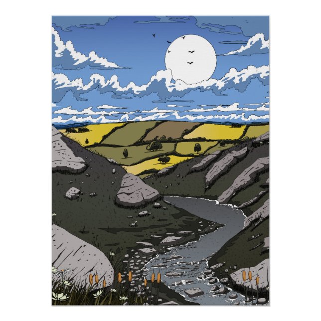 Moon Over The Valley Poster (Front)