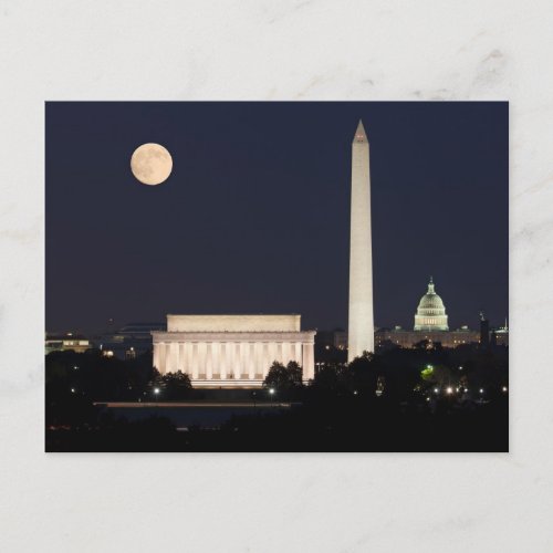 Moon over Washington DC Postcard